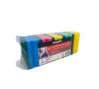 Nespoli Pack 5 Estropajos para Lavaplatos, Esponja con Abrasivo, con Forma Salvauñas, 6,5x8,5x4 cm, Especial Cocina