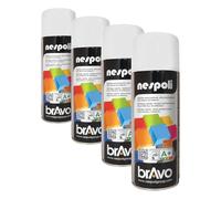 Nespoli Pintura en Spray, Color Blanco, Efecto Mate, 400 ml, Acabado Profesional (Paquete de 4)