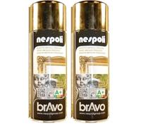 Nespoli Pintura en Spray, Color Cromado Oro, Efecto Metálico, 400 ml, Acabado Profesional (Paquete de 2)