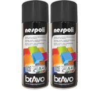 Nespoli Pintura en Spray, Color Negro, Efecto Mate, 400 ml, Acabado Profesional (Paquete de 2)