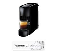 Nespresso Krups Essenza Mini XN1108 con juego descalcificador Descaling 2 x 100 ml, cafetera De'Longhi, sistema de cápsulas originales, depósito de agua 0,6 l, negro