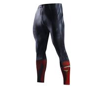 Nessfit Mallas de compresión de superhéroes para hombre, capa base, gimnasio, correr, entrenamiento térmico, Superhero 2, S