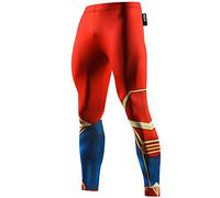 Nessfit - Mallas de compresión para hombre, largas, térmicas, diseño de superhéroe, para correr o hacer fitness Capitán Wonder Red - Pantalones S