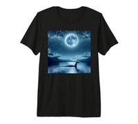 Nessie, el Monstruo del Lago Ness bajo la Luna Llena Camiseta Premium