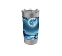 Nessie, el monstruo del lago Ness bajo la luna llena Vaso térmico de acero inoxidable de doble pared