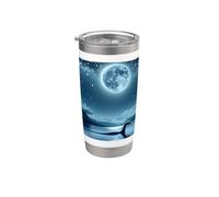 Nessie, el monstruo del lago Ness bajo la luna llena Vaso térmico de acero inoxidable de doble pared