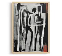NESTART HOME Cuadro Abstracto en Blanco y Negro,Lienzo Moderno Enmarcado,Decoración Gótica,Arte de Pared Estético,Impresión para Sala o Dormitorio (Diálogo Interminable, 53 x 73cm)