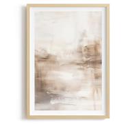 NESTART HOME Cuadro Abstracto en Tonos Neutros, Pintura Acuarela Minimalista, Obra Moderna en Beige y Marrón con Marco para Dormitorio, Sala, Oficina (País de Ensueño Flotante B, 53 x 73cm)