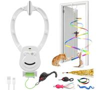 NestChroix Juguete interactivo de vuelo automático para gatos de interior, persecución segura y estimulación del ejercicio para gatitos aburridos, adultos y hogares con varios gatos (blanco)