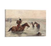 Nestemfo Póster de Indios luchando contra colonos en lienzo, pintura artística para oficina, hogar, decoración de pared, 50 x 75 cm
