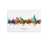 Nestemfo Póster de Montevideo Skyline Uruguay en lienzo, pintura artística para oficina, hogar, decoración de pared, 20 x 30 cm