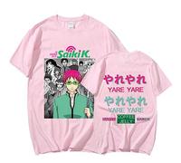 Nesthome Anime The Desaströse Leben von Saiki K T-Shirts Kusuo Saiki Shorts Ärmel Sweatshirt Kusuo Saiki Tee Cosplay Sweatshirts, Rosa, M