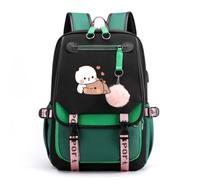 Nesthome Bubu and Dudu I Love You Divertido Regalo Unisex Niño Niña Mochila Diaria Muy Adecuado para la Escuela Viajes Mujer Mochila Casual Adolescentes Bolsa de Escuela, Negro Verde-1, Einheitsgröße
