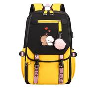 Nesthome Bubu and Dudu Love Divertido Regalo Unisex Niño Niña Mochila Diaria Muy Adecuado para la Escuela Viajes Mujer Mochila Casual Adolescentes Bolsa Escolar, Negro Amarillo-1, Einheitsgröße