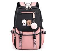 Nesthome Bubu and Dudu Parejas Regalos Unisex Niño Niña Mochila Diaria Muy Adecuado para la Escuela Viajes Mujer Mochila Casual Adolescentes Bolsa Escolar, Negro Rosa-5, Einheitsgröße