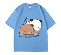 Nesthome Bubu Dudu Camiseta Couple Tops Cartoon Panda Bear Men Summer Camisetas, Blueb., XXXL