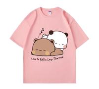 Nesthome Bubu Dudu Camiseta Couple Tops Cartoon Panda Bear Men Summer Camisetas, Rosa., M