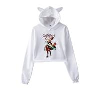 Nesthome Hombres y mujeres The Genshin Impact Merch Crop Hoodies Mujeres Orejas de Gato Kawaii Top Sudadera con Capucha Niñas Chándal, Blanco-2, M