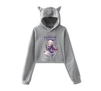 Nesthome Hombres y mujeres The Genshin Impact Merch Crop Hoodies Mujeres Orejas de Gato Kawaii Top Sudadera Niñas Chándal, Gris-2., XL