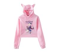 Nesthome Hombres y mujeres The Genshin Impact Merch Crop Hoodies Mujeres Orejas de Gato Kawaii Top Sudadera Niñas Chándal, rosa-2, XL