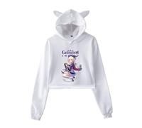 Nesthome Hombres y mujeres The Genshin Impact Merch Crop Hoodies Mujeres Orejas de Gato Kawaii Top Sudadera Niñas Chándal, Blanco-2, M
