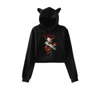 Nesthome Hombres y mujeres The Genshin Impact Merch Crop Hoodies Mujeres Orejas de Gato Kawaii Top Sudadera con Capucha Niñas Chándal, Negro-2, L