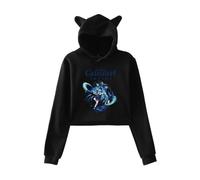 Nesthome Hombres y Mujeres The Genshin Impact Merch Crop Sudaderas Mujeres Orejas de Gato Kawaii Top Sudadera con Capucha Niñas Chándal XXS-2XL, Negro-2, XXL