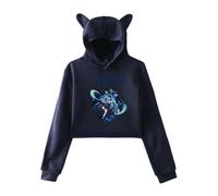 Nesthome Hombres y Mujeres The Genshin Impact Merch Crop Sudaderas Mujeres Orejas de Gato Kawaii Top Sudadera con Capucha Niñas Chándal XXS-2XL, Navy-2, S
