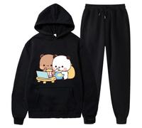 Nesthome Hoodie+ Pants Two-Piece Set Panda Bear Hug Bubu and Dudu Kawaii Valentines Days Funny Gift Hoodie