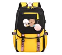 Nesthome Kawaii Bubu and Dudu Love Funny Gift Unisex Niño Niña Mochila Diaria Muy Adecuado para la Escuela Viajes Mujer Mochila Casual Adolescentes Bolsa Escolar, Negro Amarillo-3, Einheitsgröße