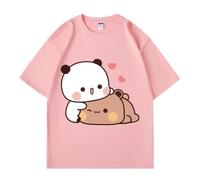 Nesthome Kawaii Panda Bear Hug Bubu and Dudu Sweet Love Bubu and Dudu Camiseta, Rosa., S