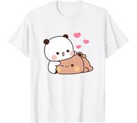 Nesthome Kawaii Panda Oso Abrazo Bubu y Dudu Love Valentines Days Regalo Divertido Camiseta Unisex, Blanco, M