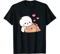 Nesthome Kawaii Panda Oso Abrazo Bubu y Dudu Love Valentines Days Regalo Divertido Camiseta Unisex, Negro , L