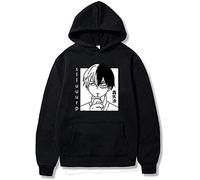 Nesthome Mi héroe Academia Shoto Todoroki Sudadera con capucha estampada para hombre/mujer Sudadera de manga larga, Negro , S