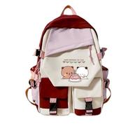 Nesthome Mochila escolar unisex para niños y niñas, diseño de oso panda, bububu, dudu, corazón, San Valentín, regalo divertido, bolsa escolar, Rojo 2, Einheitsgröße