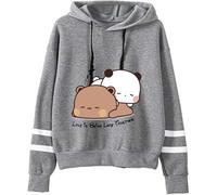 Nesthome Sudadera de manga larga para mujer y hombre, sudadera de manga larga, informal, con capucha, Kawaii, panda, oso Hug Bubu and Dudu Kiss, Valentines Days Funny Gift Hoodie, Gris-1., XXL