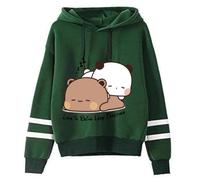 Nesthome Sudadera de manga larga para mujer y hombre, sudadera de manga larga, informal, con capucha, Kawaii, panda, oso Hug Bubu and Dudu Kiss, Valentines Days Funny Gift Hoodie, verde-1, XL