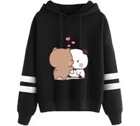 Nesthome Sudaderas con capucha para mujer/hombre de manga larga Harajuku Casual Hooded Kawaii Panda Bear Hug Bubu and Dudu Kiss Valentines Days Funny Gift Hoodie, Negro-1., XXL