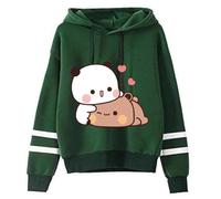 Nesthome Sudaderas con capucha para mujer/hombre Harajuku Casual Hooded Kawaii Panda Bear Hug Bubu and Dudu Kiss Valentines Days Funny Gift Hoodie, verde-1, XXL
