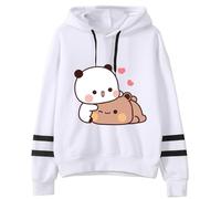 Nesthome Sudaderas con capucha para mujer/hombre Harajuku Casual Hooded Kawaii Panda Bear Hug Bubu and Dudu Kiss Valentines Days Funny Gift Hoodie, blanco-1, XS