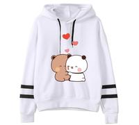 Nesthome Sudaderas con capucha para mujer y hombre, suéter de manga larga, sudadera Harajuku Casual Hooded Kawaii Panda Bear Hug Bubu and Dudu Funny Gift Hoodie, blanco-1, L