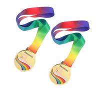 NESTINGHO 2 Unidades Medallas de Natación Aleación de Dorado con Arcoíris, Recuerdo Memorable y Premio para Competiciones Escolares y Fiestas Deportivas