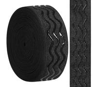 NESTINGHO Banda Elástica Negra de 20 Mm Agarre de Silicona Ondulado, Material de Alta Resistencia y Alta Elasticidad para Coser Bandas Elásticas y Manualidades
