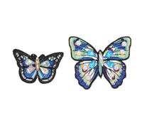 NESTINGHO Bordados Decorativos de Mariposas Azules para Coser en Ropa y Bolsas, Perlas de Imitación, 2 Piezas para Proyectos DIY