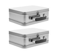 NESTINGHO Caja de Almacenamiento de Hojalata Plata Vintage con Cierre Seguro y Capacidad Amplia para Alimentos, Fiambrera Portátil Elegante y Práctica 2piezas