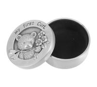 NESTINGHO Caja Metálica para Cabello Fetal de Acero Inoxidable, Redonda y Práctica para Guardar Mechón de Pelo de Ñiño, Diseño Bonito Tipo Caricatura Adecuado para Niñas