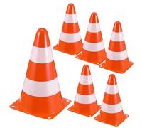 NESTINGHO Conos de Construcción para Tráfico y Señalización Vial 6 Conos Apilables Naranja Rojizo 133X133X230 MM Plástico PE Resistentes para Control de Estacionamientos y Zonas Deportivas