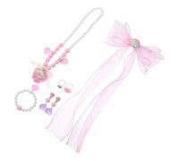 NESTINGHO Joyería para Niñas Pequeñas con Diseño de Sirena y Princesa Incluye Pulsera de Perlas Collar de Conchas Anillo y Pendientes de Clip Accesorios y Seguros para Juego de Disfraces y