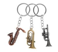 NESTINGHO Llavero de Saxofón Vintage de Metal 3 Piezas Forma de Trompeta, Pulido Fino y Tacto Cómodo, Adecuado como Obsequio para Amantes Música y Recuerdos de Fiestas Rock And Roll