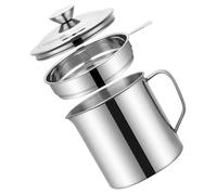 NESTINGHO Olla para Almacenar Aceite Colador de Acero Inoxidable 304, Capacidad 1,3 L, Resistente a Deformaciones, Mango Ergonómico para Uso en Cocinas Caseras y Profesionales